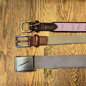 3 belts Vineyard Vines, Nike, size 22/24 boys